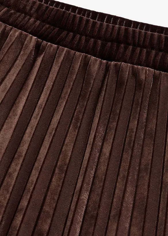Jupe pliss&eacute;e en velours doux, bonprix