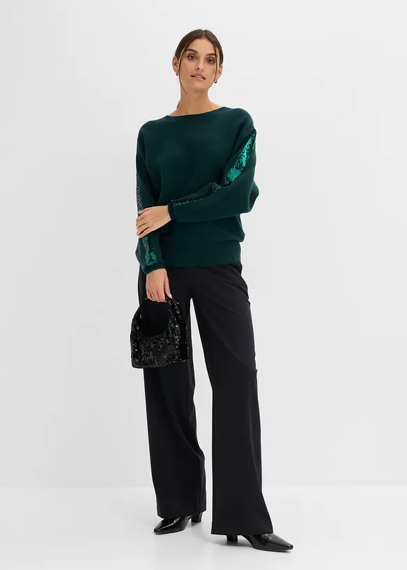 Pull en fine maille &agrave; sequins, bonprix