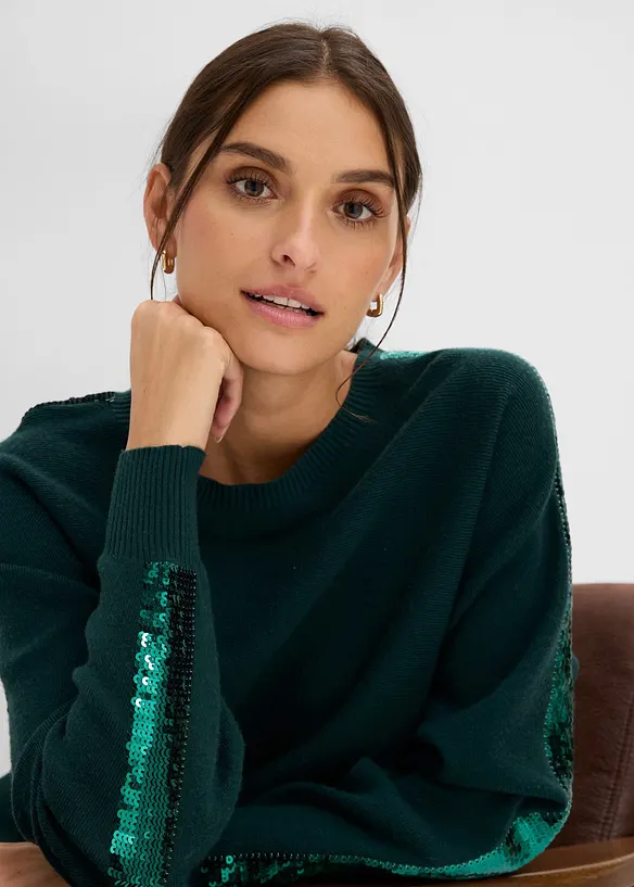 Pull en fine maille &agrave; sequins, bonprix
