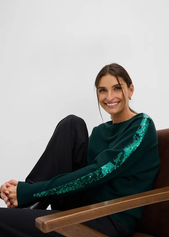 Pull en fine maille &agrave; sequins, bonprix