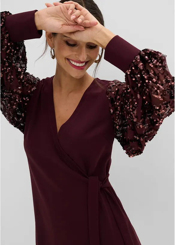 Midikleid mit Paillettenstickerei an den &Auml;rmel, bonprix