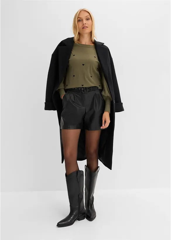 Short enduit avec ceinture, bonprix