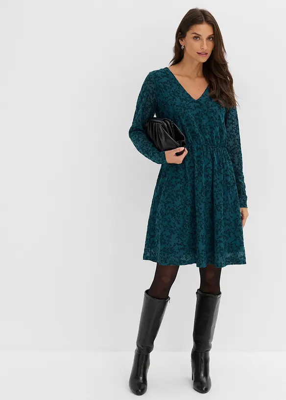 Robe en jersey velours, bonprix