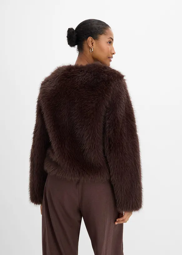 Veste sans col en peluche, bonprix