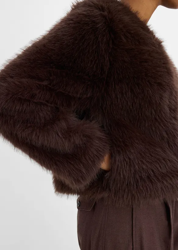 Veste sans col en peluche, bonprix