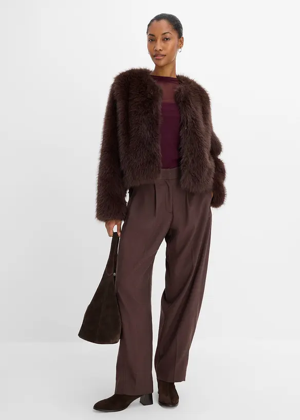 Veste sans col en peluche, bonprix