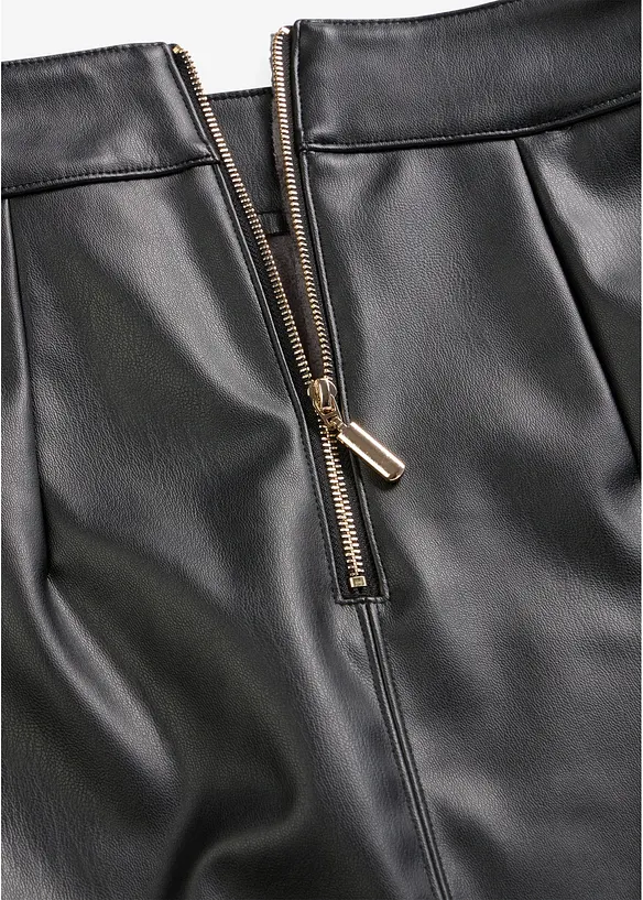Knielanger Lederimitat-Rock, bonprix