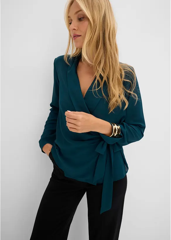 Wickelbluse mit seitlicher Schleife, bonprix