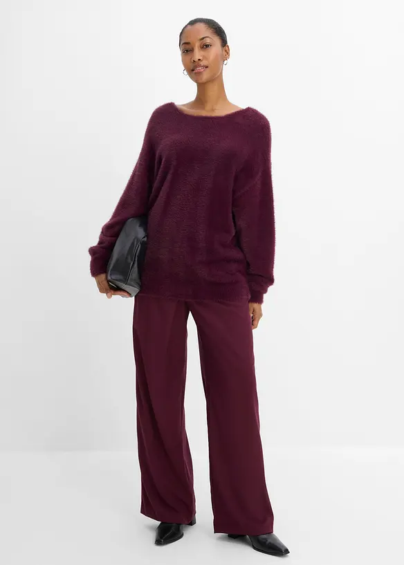 Pull long en maille poilue douce, bonprix