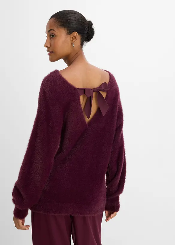 Pull long en maille poilue douce, bonprix