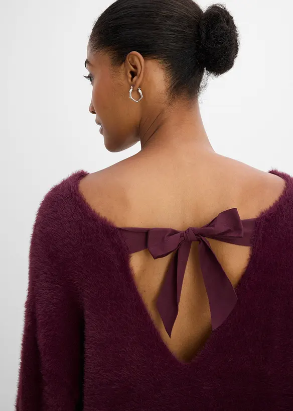 Pull long en maille poilue douce, bonprix