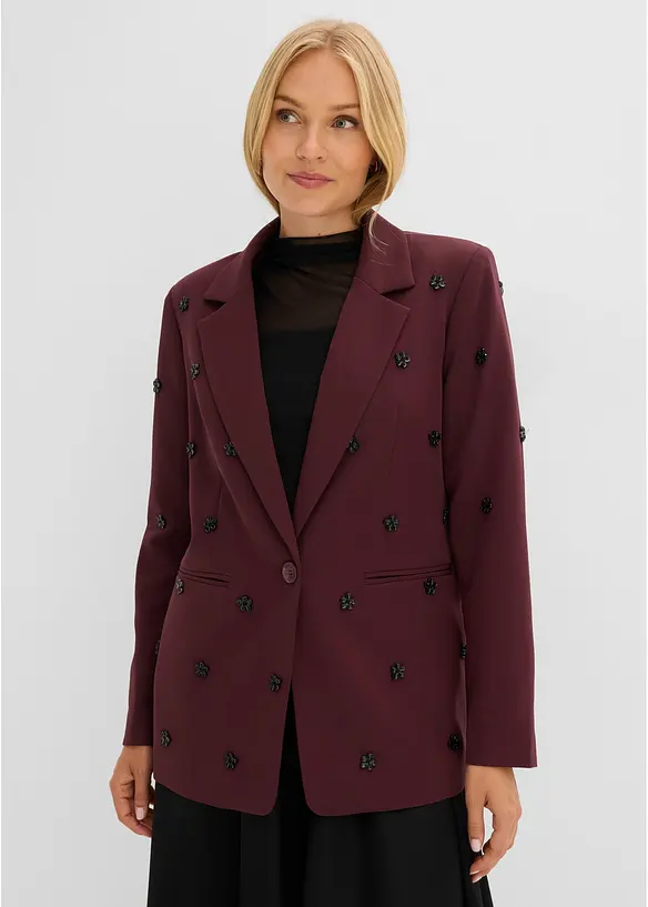 Blazer oversize &agrave; d&eacute;tail bijou, bonprix