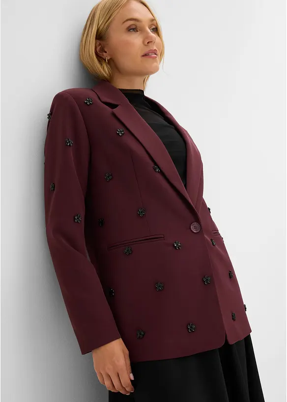Blazer oversize &agrave; d&eacute;tail bijou, bonprix