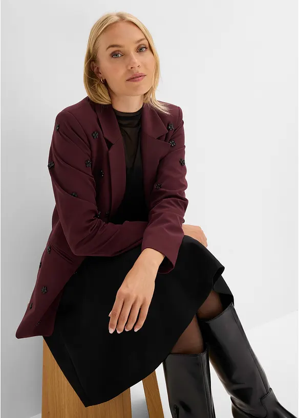 Blazer oversize &agrave; d&eacute;tail bijou, bonprix