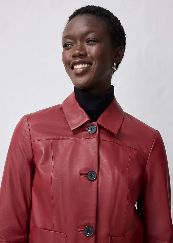 Veste courte en cuir nappa d&rsquo;agneau, bonprix