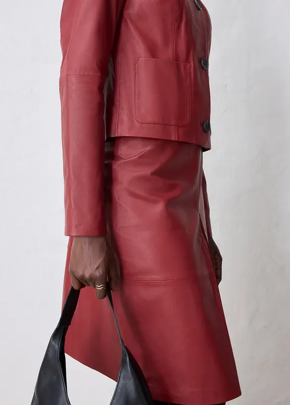 Veste courte en cuir nappa d&rsquo;agneau, bonprix