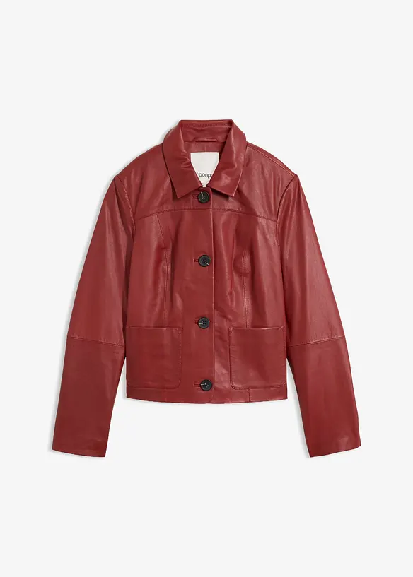 Veste courte en cuir nappa d&rsquo;agneau, bonprix