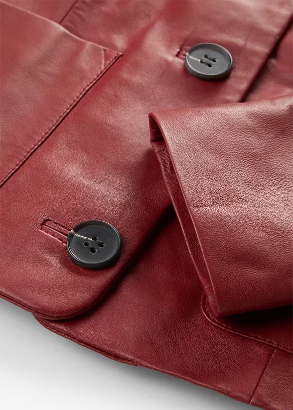 Veste courte en cuir nappa d&rsquo;agneau, bonprix