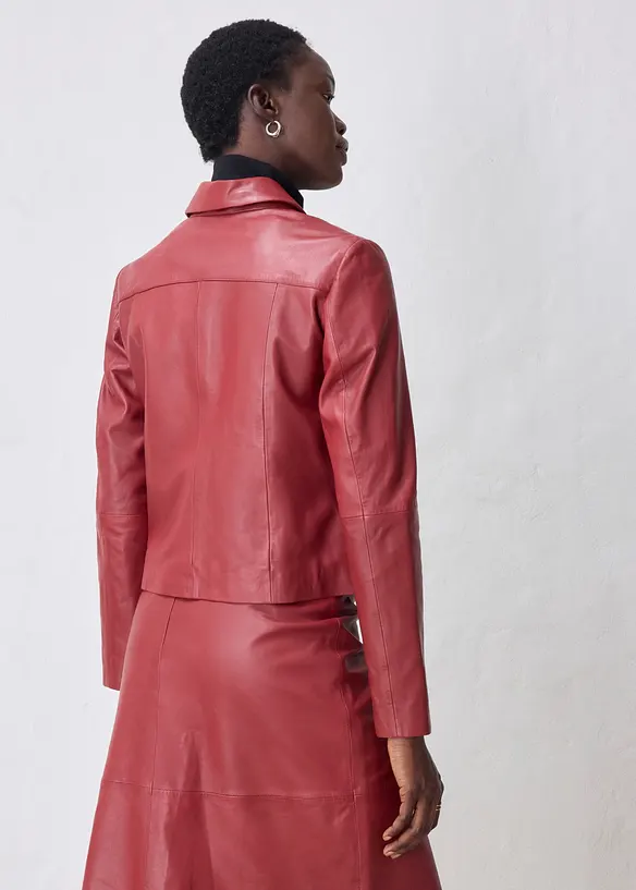 Veste courte en cuir nappa d&rsquo;agneau, bonprix