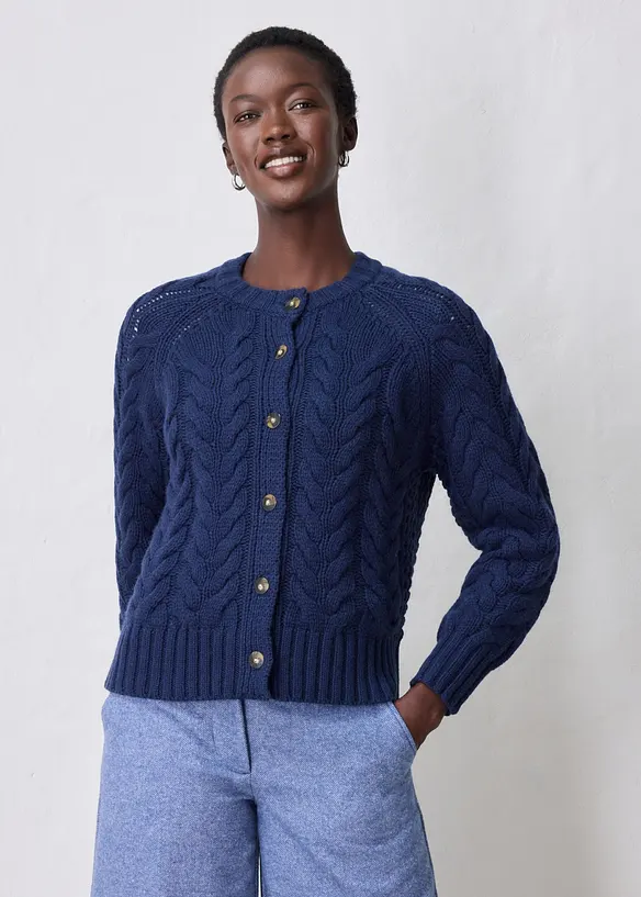 Gilet en maille de m&eacute;rinos &agrave; motif torsad&eacute;, bonprix