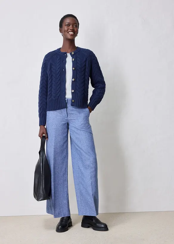 Gilet en maille de m&eacute;rinos &agrave; motif torsad&eacute;, bonprix