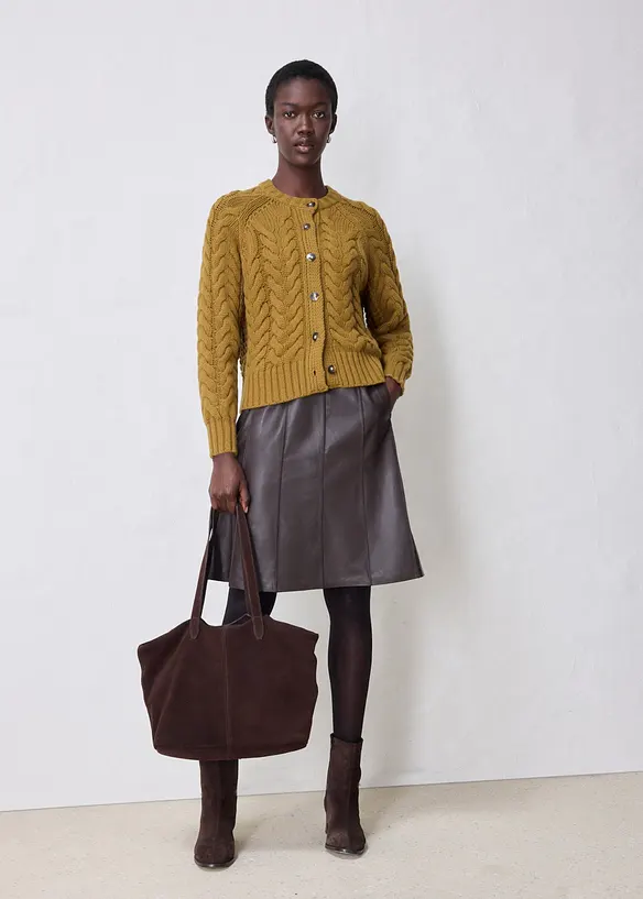 Gilet en maille de m&eacute;rinos &agrave; motif torsad&eacute;, bonprix