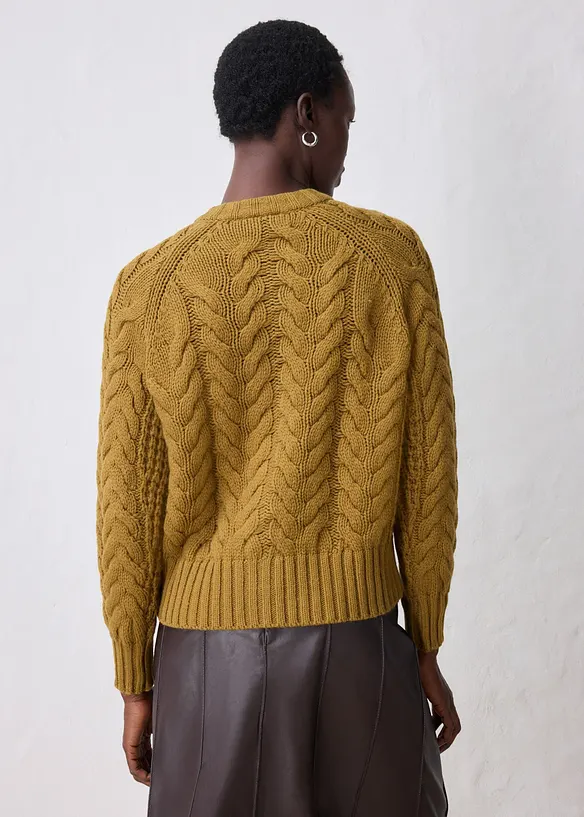 Gilet en maille de m&eacute;rinos &agrave; motif torsad&eacute;, bonprix
