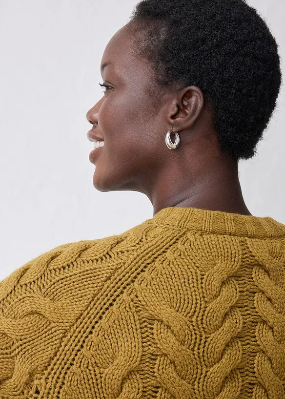 Gilet en maille de m&eacute;rinos &agrave; motif torsad&eacute;, bonprix