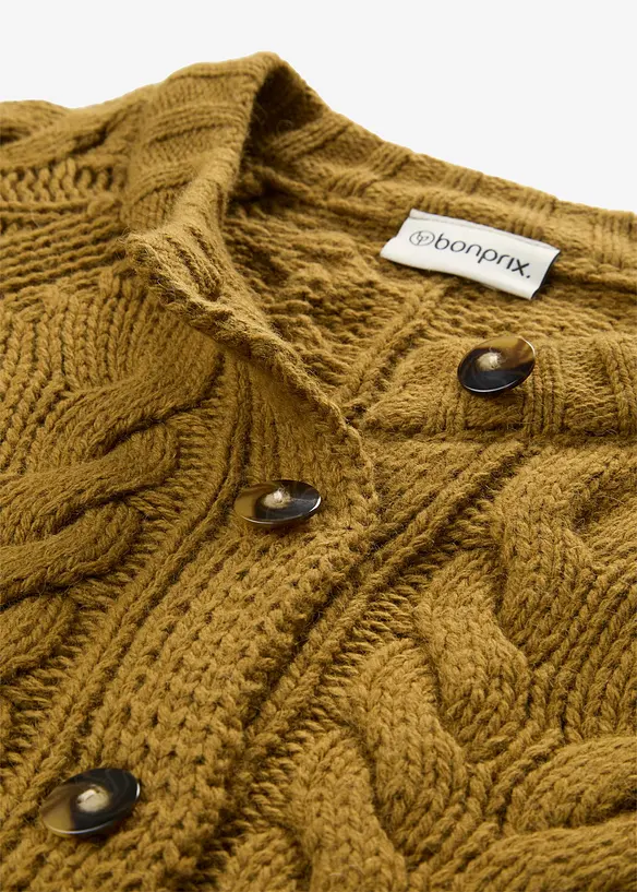 Gilet en maille de m&eacute;rinos &agrave; motif torsad&eacute;, bonprix
