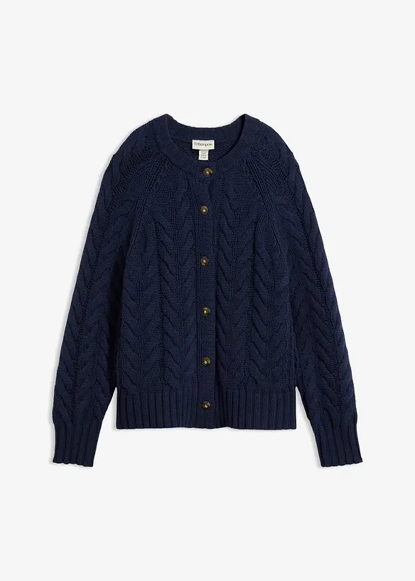 Gilet en maille de m&eacute;rinos &agrave; motif torsad&eacute;, bonprix