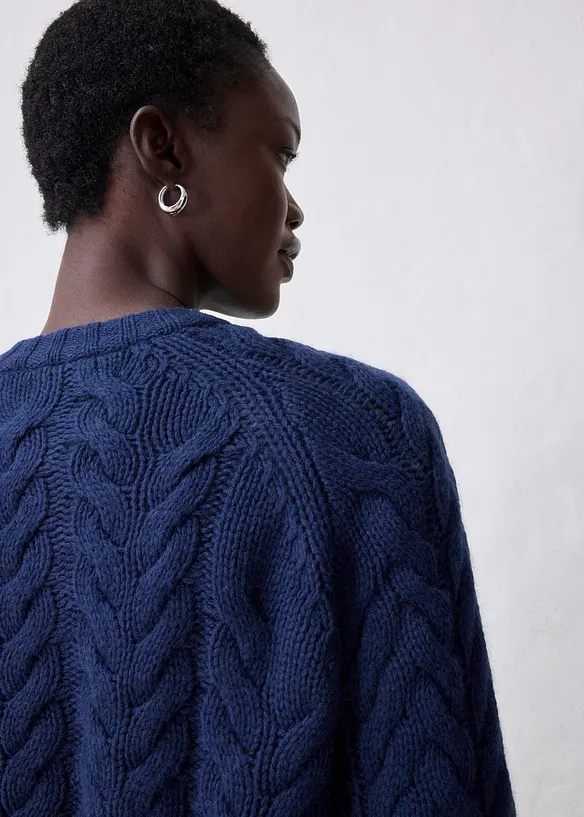Gilet en maille de m&eacute;rinos &agrave; motif torsad&eacute;, bonprix