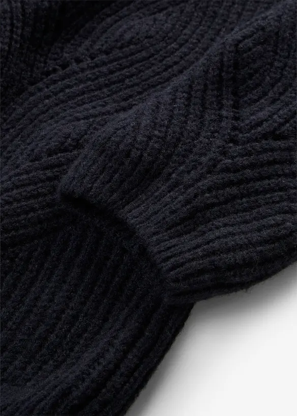 Longstrickjacke aus feinem Merinowoll-Mix mit Ajourmuster, bonprix