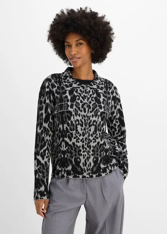 Gilet en maille &agrave; motif jacquard, bonprix