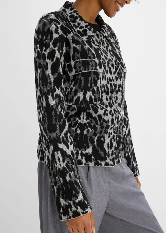 Gilet en maille &agrave; motif jacquard, bonprix