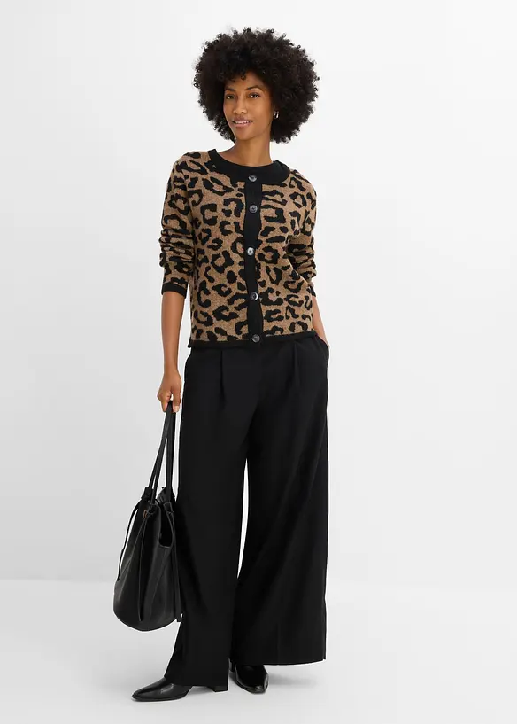 Gilet en maille &agrave; motif jacquard, bonprix
