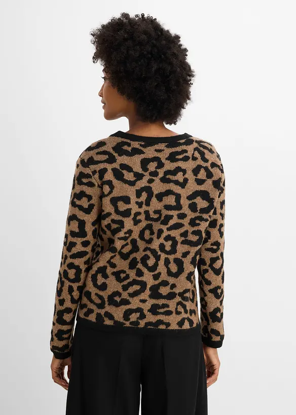 Gilet en maille &agrave; motif jacquard, bonprix