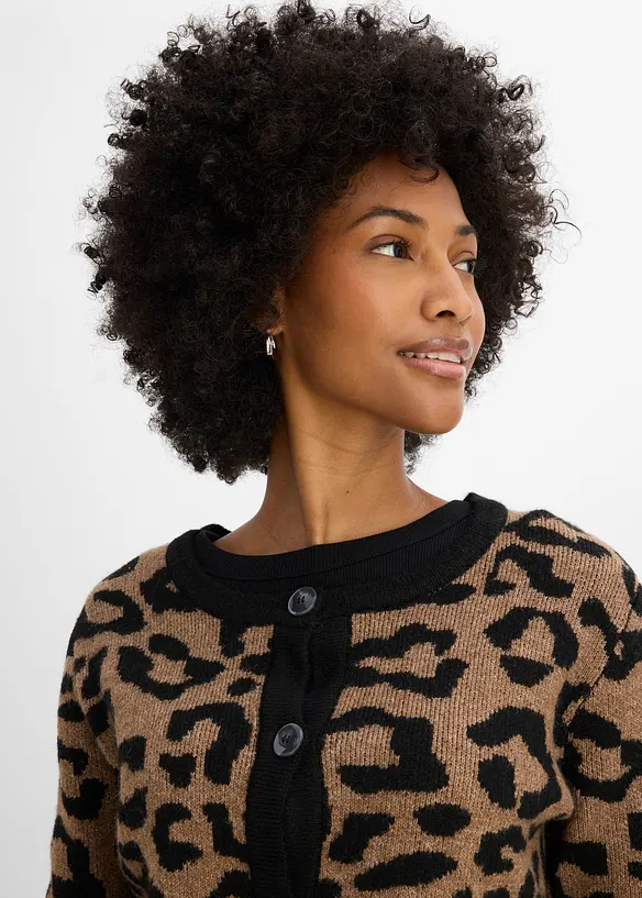 Gilet en maille &agrave; motif jacquard, bonprix