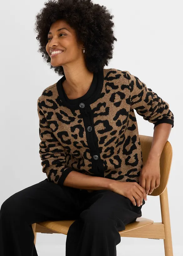 Gilet en maille &agrave; motif jacquard, bonprix
