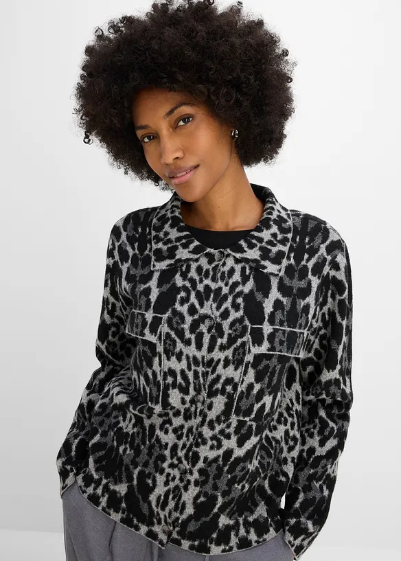 Gilet en maille &agrave; motif jacquard, bonprix
