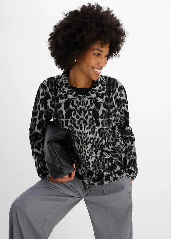 Gilet en maille &agrave; motif jacquard, bonprix