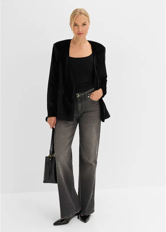 Blazer aus Samt mit Glitzer-Knopf, bonprix