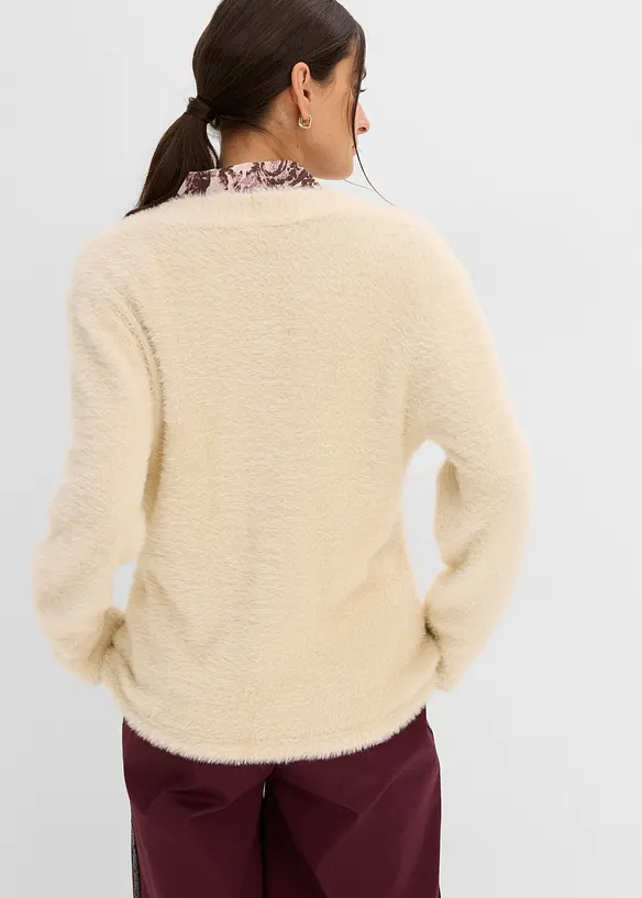 Strickjacke aus Federgarn, bonprix