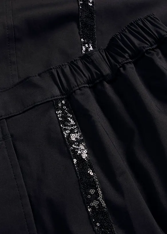Pantalon en coton m&eacute;lang&eacute; extensible avec galon, bonprix