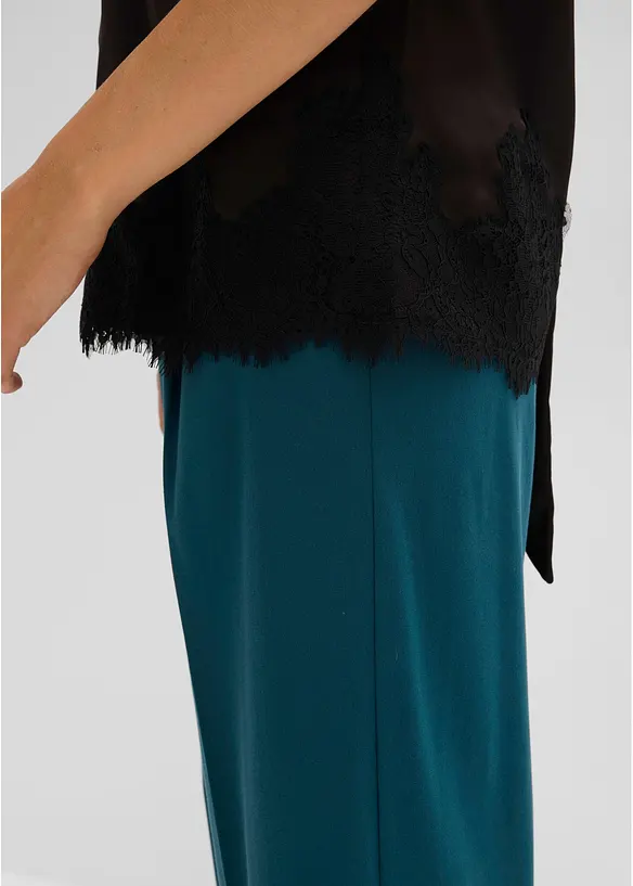 Schluppenbluse mit Spitzensaum, bonprix