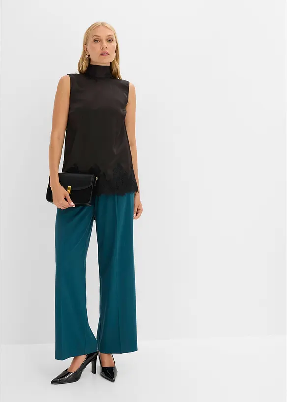 Schluppenbluse mit Spitzensaum, bonprix