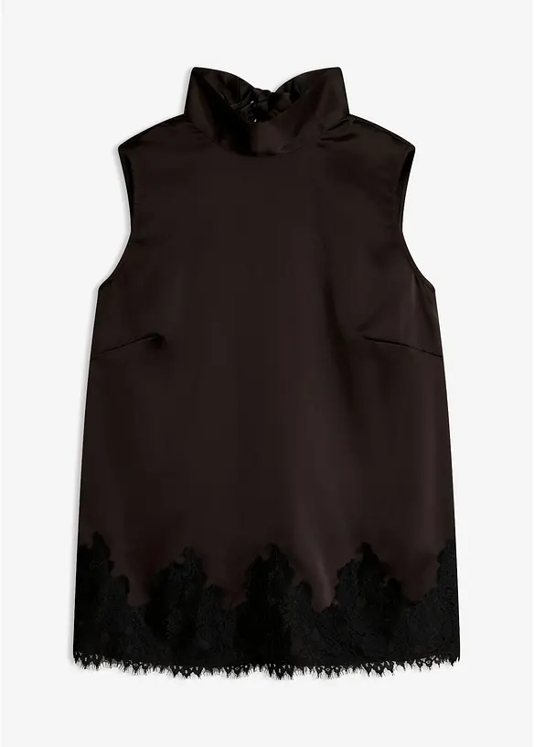 Schluppenbluse mit Spitzensaum, bonprix