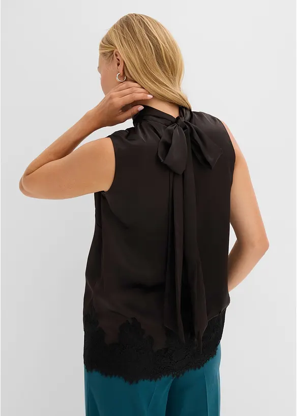 Schluppenbluse mit Spitzensaum, bonprix