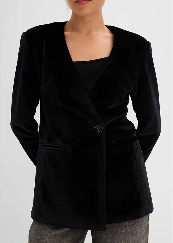 Blazer aus Samt mit Glitzer-Knopf, bonprix