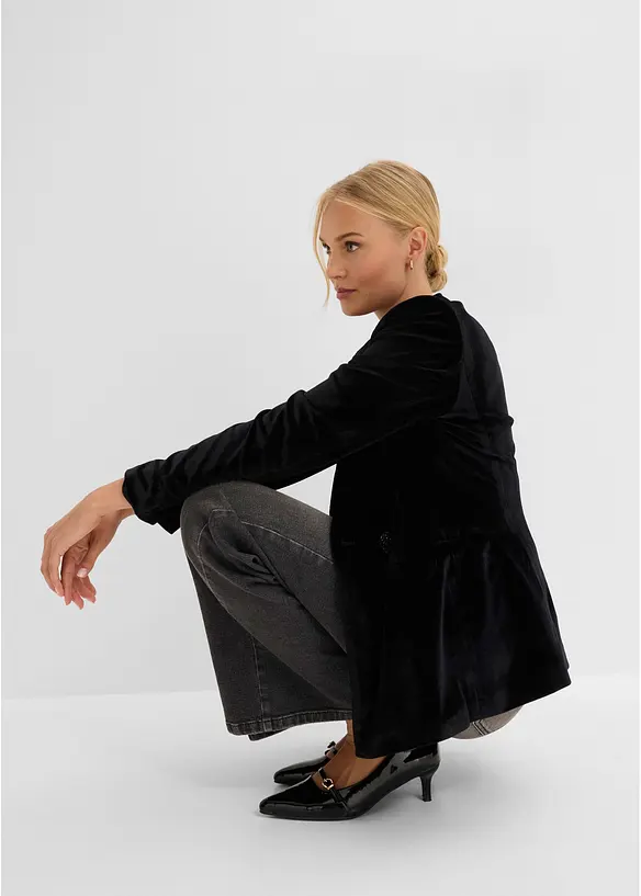 Blazer aus Samt mit Glitzer-Knopf, bonprix