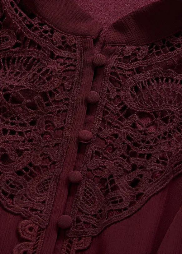 Chiffonkleid mit aufwendigem Spitzenbesatz, bonprix